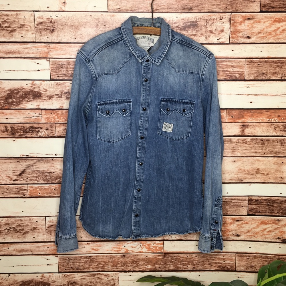 Hilfiger Mens Large Vintage Denim Jacket - Picture 1 of 8